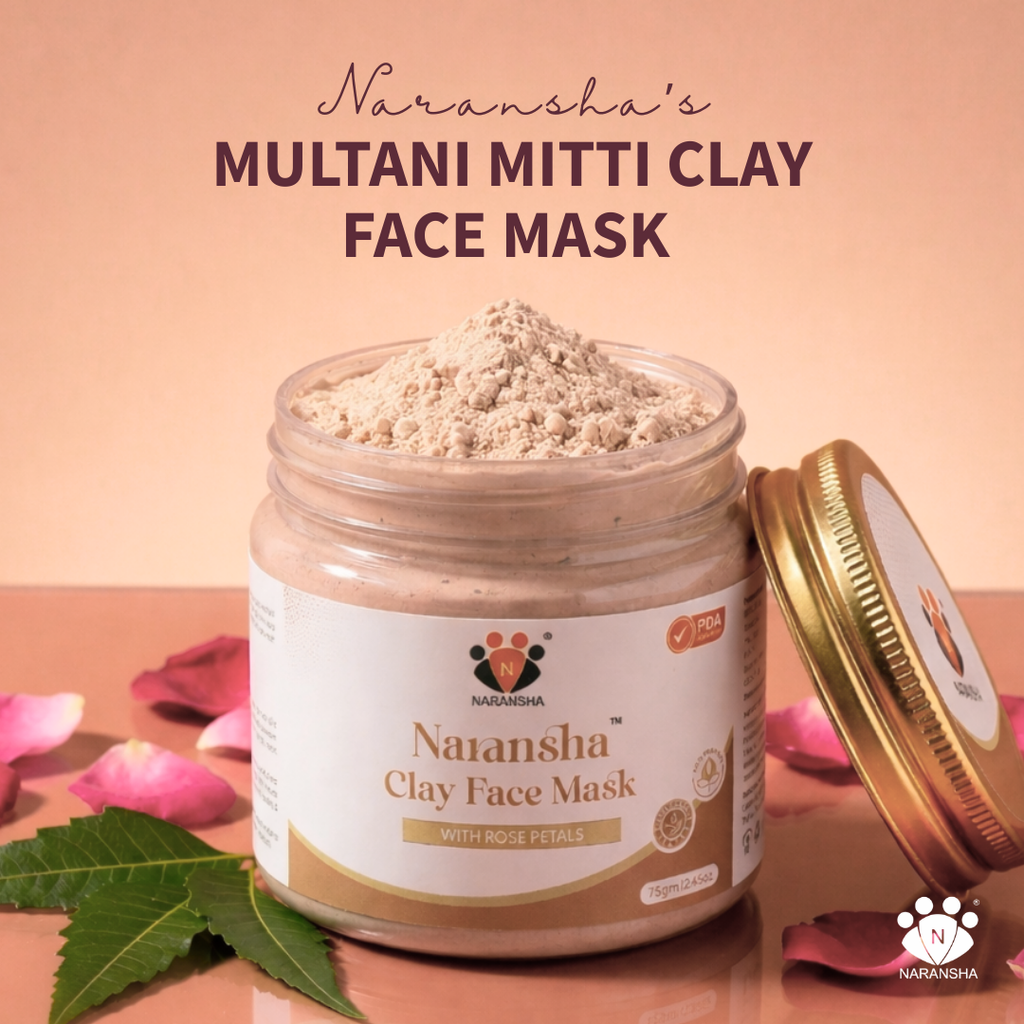 Multani Mitti Clay Face Mask (Pack) with Rose Petals for Deep Cleansing and Glowing Skin (75 g)
