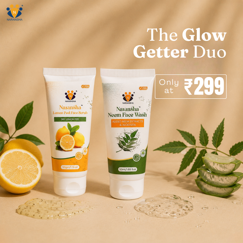 The Glow Combo | Neem Facewash & Lemon Peel Face Scrub for Oily & Acne-Prone Skin