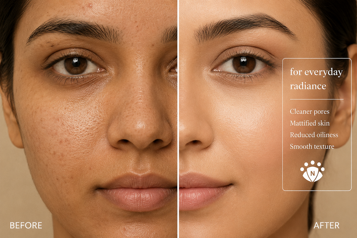 Multani Mitti Clay Face Mask (Pack) with Rose Petals for Deep Cleansing and Glowing Skin (75 g) before and after