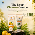 The Glow Combo | Neem Facewash & Lemon Peel Face Scrub for Oily & Acne-Prone Skin