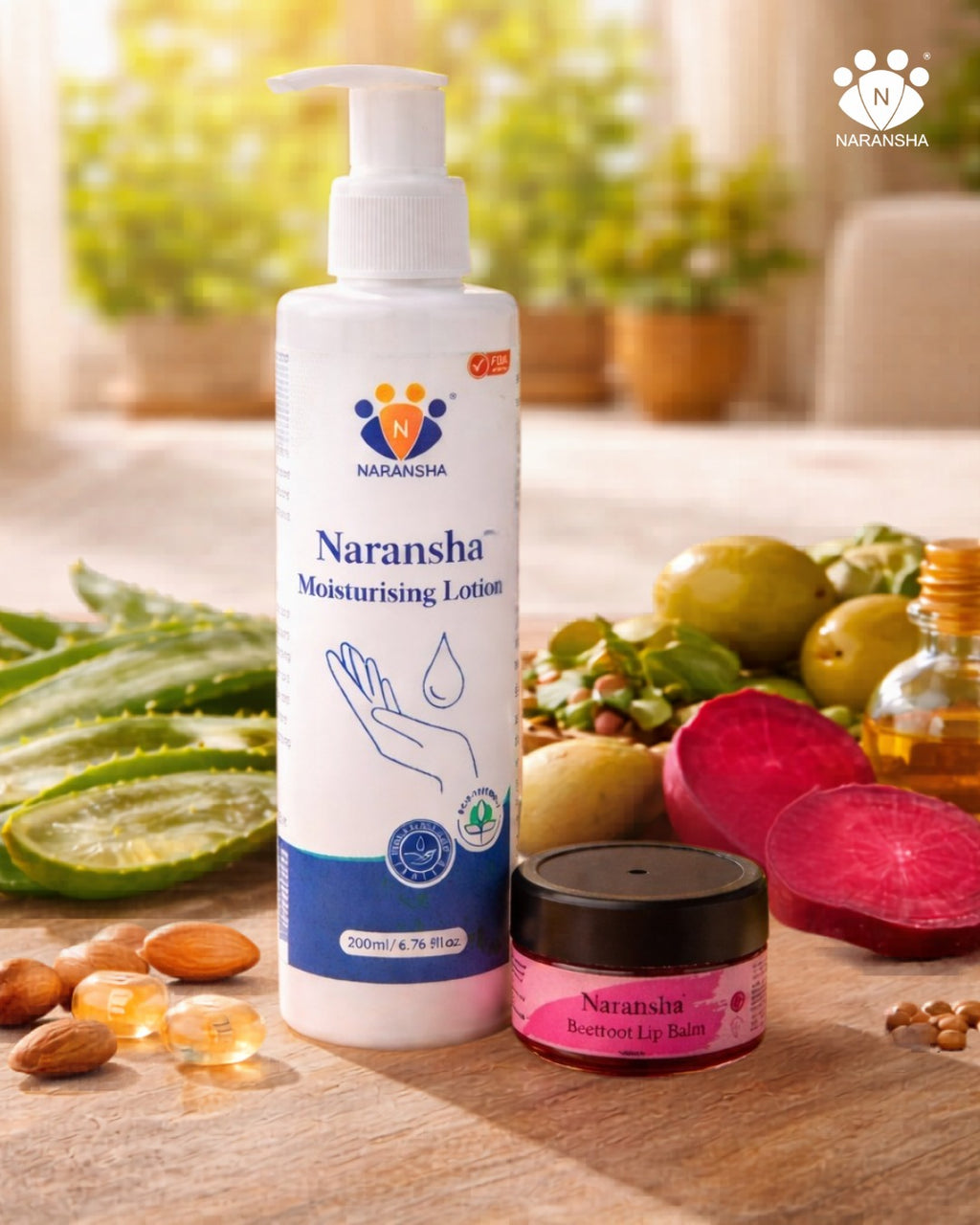 Body Lotion (200ml) + Beetroot Lip Balm (10mg) for Dry Skin & Deep Hydration & Repair