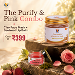 Clay Face Mask & Beetroot Lip Balm Combo | Deep Cleansing Mask + Natural Pink Lips Care