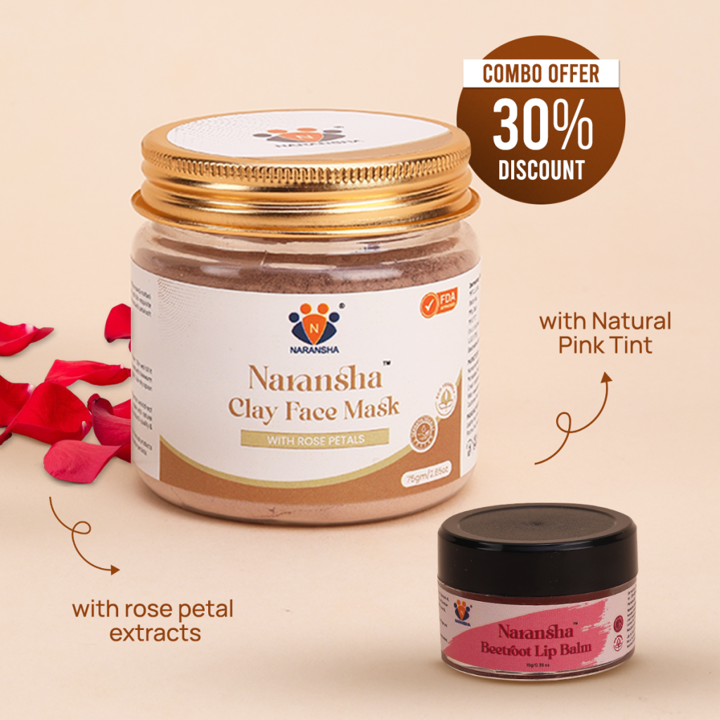 Clay Face Mask & Beetroot Lip Balm Combo | Deep Cleansing Mask + Natural Pink Lips Care