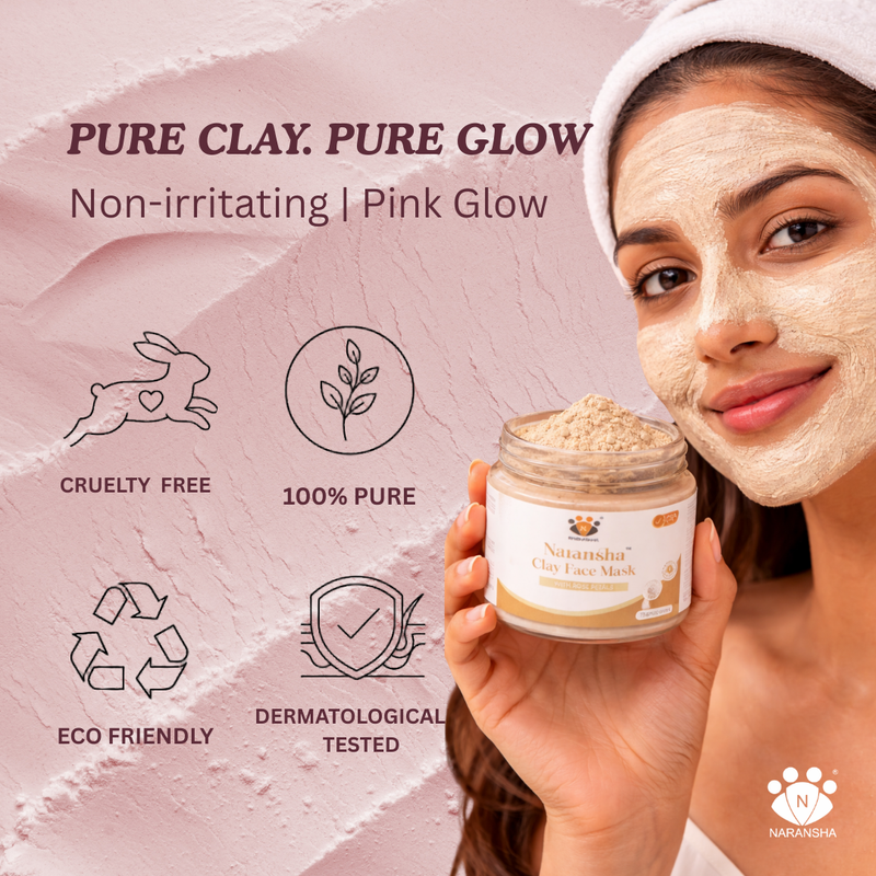 Multani Mitti Clay Face Mask (Pack) with Rose Petals for Deep Cleansing and Glowing Skin (75 g)