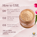 Multani Mitti Clay Face Mask (Pack) with Rose Petals for Deep Cleansing and Glowing Skin (75 g)
