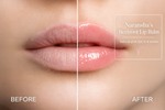 Before and after comparison of lips with Naransha's Beetroot Lip Balm